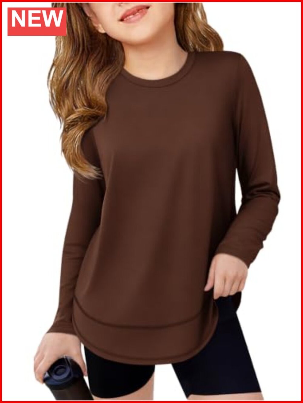 Girls Long Sleeve Athletic Crewneck Quick Dry Workout Tops